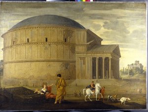Capriccio kilátás a Pantheonra Vespasianus templomával (olaj, vászon)
