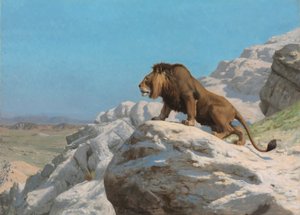 Oroszlán az őrségben, 1885 körül (olaj, fapanel) alkotó: Jean Leon Gerome
