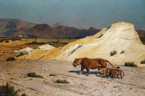 Oroszlán és kölykök; Oroszlán és Oroszlán, alkotó: Jean Leon Gerome