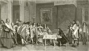 Moliere reggelinél XIV. Lajossal (mélynyomás) alkotó: Jean Leon Gerome