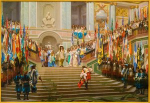 Louis 2 de Bourbon Conde fogadtatása szerint a Grand Conde Louis 14 a Versailles-ban 1674-ben alkotó: Jean Leon Gerome