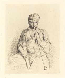 Ülő arab pipával alkotó: Jean Leon Gerome