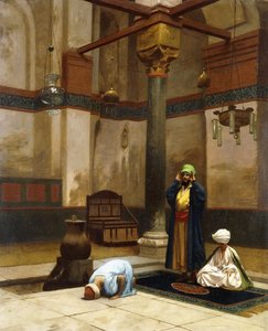 három ember imádkozik a sarokmecsetben; Három alak imádkozik egy mecset sarkában, alkotó: Jean Leon Gerome