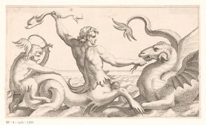 Triton egy tengeri szörnyeteggel küzd alkotó: Jean Lepautre (attributed to)