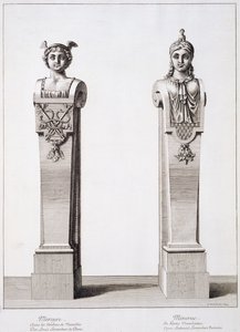 Louis Lerambert Mercury és Minerva mellszobra Versailles-ban, 1674 alkotó: Jean Lepautre