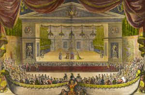 Képzelt betegek ábrázolása Versailles-ban Jean Baptiste Poquelin dit Moliere (1622-1673) darabjának ábrázolása Thetis (Thetys) barlangja előtt a versailles-i kertekben XIV. Lajos király jelenlétében, hely a központban