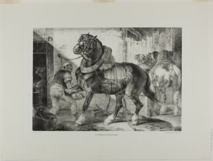 Egy francia kovácsműhely, 12. lemez a Különböző témák életből és kőből rajzolva (Az angol szvit) alkotó: Jean Louis André Théodore Géricault