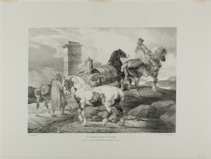 Horses Going to a Fair, plate 3 from Various Subjects Drawn from Life and on Stone (The English Suite) alkotó: Jean Louis André Théodore Géricault
