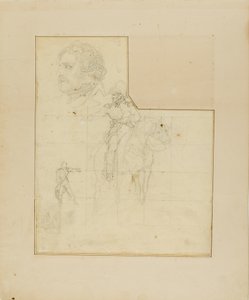 Lovas tiszt és más vázlatok alkotó: Jean Louis André Théodore Géricault