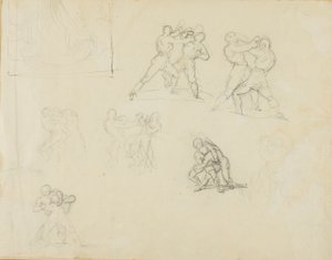 Hét vázlat bokszoló vagy birkózó párosról alkotó: Jean Louis André Théodore Géricault