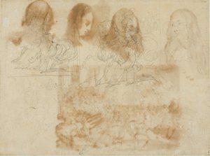 Hat vázlat egy vadászról a lova mellett alkotó: Jean Louis André Théodore Géricault