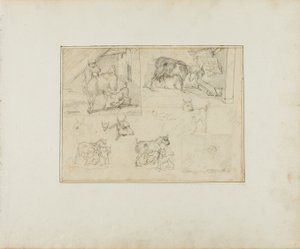 Kecskék vázlatai alkotó: Jean Louis André Théodore Géricault