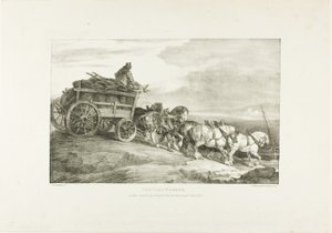 A szénszállító vagon, 7. tábla a Különböző témák az életből kőre rajzolva című képből alkotó: Jean Louis André Théodore Géricault