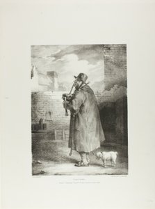 The Piper, 1. tábla az Életből és kőből rajzolt különböző témákból (The English Suite) alkotó: Jean Louis André Théodore Géricault