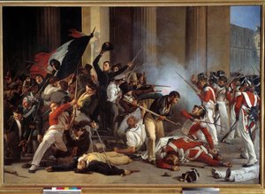 1830-as forradalom: „” A három dicsőséges év alatt, a Louvre elfoglalása 1830. 07. 29-én és a svájci őrök lemészárlása”” Jean Louis Bezard festménye (1799-apres 1861) 1830 V. 1,76 x 2,45 m Párizs, Carnavalet Múzeum – 1830-as forradalom: „” A Louvre felvéte