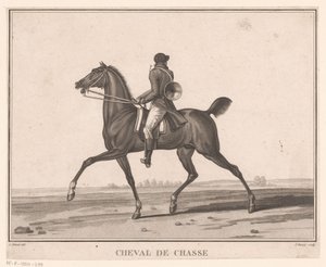 Lovas lovas vadászkürttel Cheval de Chasse (cím a tárgyon) Sujets de chevaux (sorozat címe) alkotó: Jean Louis Darcis