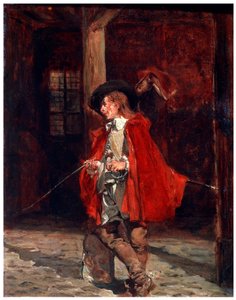 Bretteur kardforgató vörös köpenyben, 19. század alkotó: Jean Louis Ernest Meissonier