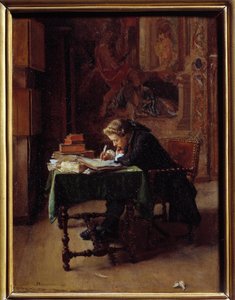 Fiatal férfi ír az irodájában Ernest Meissonier festménye alkotó: Jean Louis Ernest Meissonier