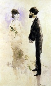 A félelemtől elnémult szerető (akvarell) alkotó: Jean Louis Forain