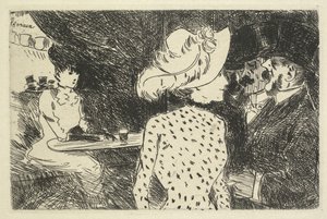 Kávéházi jelenet leírása, 1880-1886. alkotó: Jean Louis Forain