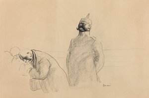 Preußischer Soldat und Zivilisten von Jean Louis Forain