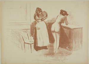 Masszázs durva hajú kesztyűvel, lemosóval és béléssel alkotó: Jean-Louis Forain