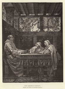 Sainte Radegonde és Fortunatus Szent Radegund és a költő, Venentius Fortunatus, 6. század (metszet)