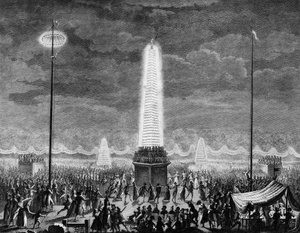 Francia forradalom: Fesztiválok és megvilágítások a párizsi Champs Elysees-n július 18-án alkotó: Jean Louis II (after) Prieur