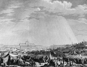 Francia forradalom: a párizsi Champs de Mars munkái a Föderáció ünnepére július 14-én