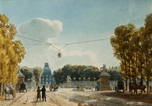 Kilátás a Tuileriákra a Champs-Elysees felől,