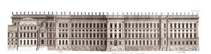 A párizsi Louvre, Gian Lorenzo Bernini projektje: a Szajnára néző főhomlokzat megemelkedése - Jacques-Francois Blondel "" Architecture francoise"-ból - a Szajna főhomlokzatának emelkedése - Bernin projektje - Jean Marot metszet