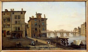 Kilátás a régi lyoni halásznegyedre Jean Michel Grobon (1770-1853) festménye 19. századi nap. 0,29x0,5 m Lyon, Musee des Beaux Arts
