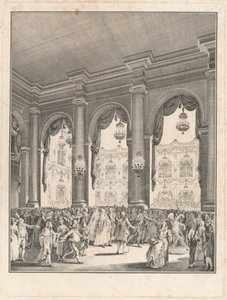 Az álarcos bál – Monsignor, Dauphin születése alkalmából rendezett mulatság, 1782. január 23. alkotó: Jean Michel Moreau the Younger