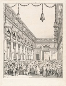 A királyi ünnep – Monsignor, Dauphin születése alkalmából tartott ünnep, 1782. január 21. alkotó: Jean Michel Moreau the Younger