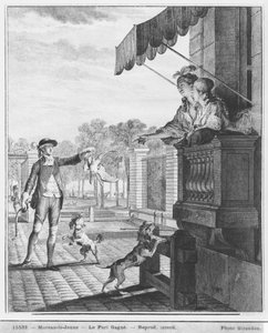 Fogadás felvétele, vésette Camligue (fl.1785) c.1777 (metszet) (bw fotó) alkotó: Jean Michel the Younger Moreau