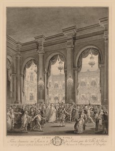 Az álarcos bál a Hôtel de Ville-ben, 1782. január 23-án. alkotó: Jean Michel the Younger Moreau
