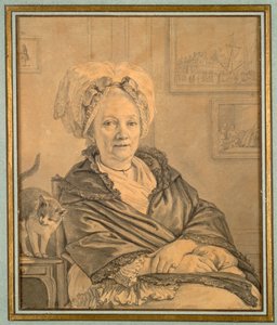 Ülő nő macskával, c. 1776. alkotó: Jean Michel the Younger Moreau