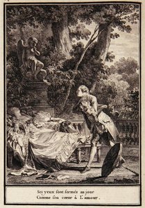 „A szeme csukva van a nap előtt, mert szívében szeretet van” – illusztráció Laborde „Choix de Chansons” című művéből alkotó: Jean Michel the Younger Moreau