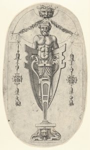 Férfi végfigura, törzs szakállal és turbánnal félhosszú talapzaton, bezárva ..., kb. 1543. alkotó: Jean Mignon