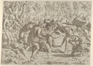 Az áruló bűn, amelyet a pásztorok vittek be a Traianus-táborba, 1535-55. alkotó: Jean Mignon