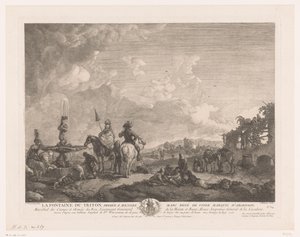 Táj figurákkal egy szökőkút mellett La Fontaine du Triton (cím a tárgyon) Nyomatok Philips Wouwerman festményei után (sorozat címe) Ph.pe Wouwermans Hollandois művei (sorozat címe)