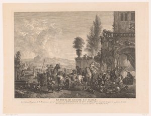 Visszatérő vadásztársaság A chasse et curée visszaadása (cím az objektumon) Nyomatok Philips Wouwerman festményei után (sorozat címe) Wouwermans Hollandois Ph.pe életművei (sorozat címe)