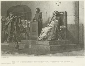 Formosus pápa holttestét VII. István pápa parancsára bíróság elé tárták (mélynyomás) alkotó: Jean Paul Laurens