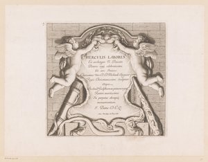 Címnyomat két puttival és Herkules attribútumaival Hercules munkái (sorozat címe) Herculis Labores (sorozat címe az objektumon)