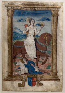 Jótékonyság és irigység. Les rondeaux des vertus, 1515 után (festett és illuminált pergamen) alkotó: Jean Pichore