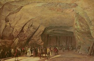 Sóraktárként használt barlang bejárata és belseje Dieppedalle-ban, 1798 körül