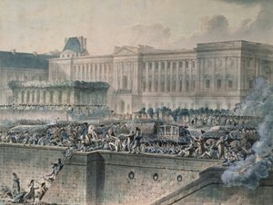 XVI. Lajos (1754-93) érkezése a Louvre elé, 1789. július 17. (wc és gouache papíron)