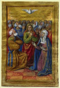 Miniatűr egy Órakönyvből: Pünkösd, c. 1500.