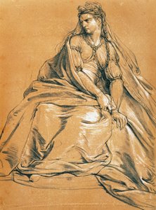 Adrienne Lecouvreur (1692-1730) színésznő az Andromaque címszerepében, Jean Racine (1639-1699) rajza, Franciaország alkotó: Jean Racine