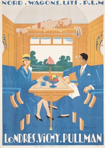 A London-Vichy Pullman gyorsvonat reklámplakátja alkotó: Jean Raoul Chaurand Naurac